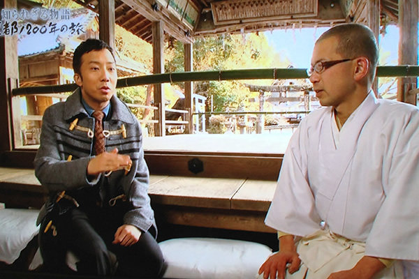 BS朝日「知られざる物語　京都1200年の旅」歌舞伎役者　市川亀治郎氏が生身天満宮を取材 しごとのお守りを受けて下さいました