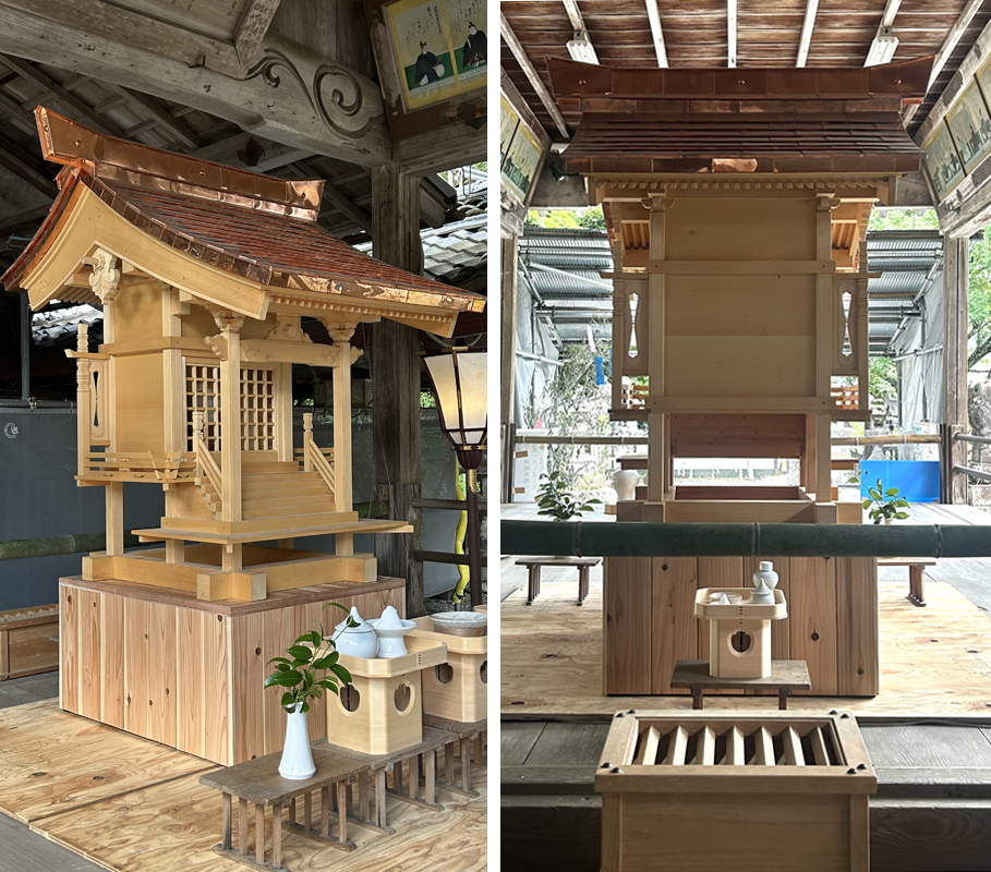 「本殿檜皮葺替保存修理事業」に着工しました。